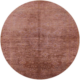 Round Mid-Century Modern Chestnut Red Oriental Rug, urb1694