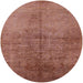 Round Mid-Century Modern Chestnut Red Oriental Rug, urb1694