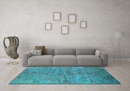 Machine Washable Oriental Light Blue Industrial Rug in a Living Room, wshurb1695lblu