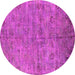 Round Machine Washable Oriental Pink Industrial Rug, wshurb1695pnk