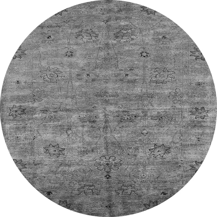Round Oriental Gray Industrial Rug, urb1695gry