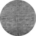 Round Oriental Gray Industrial Rug, urb1695gry