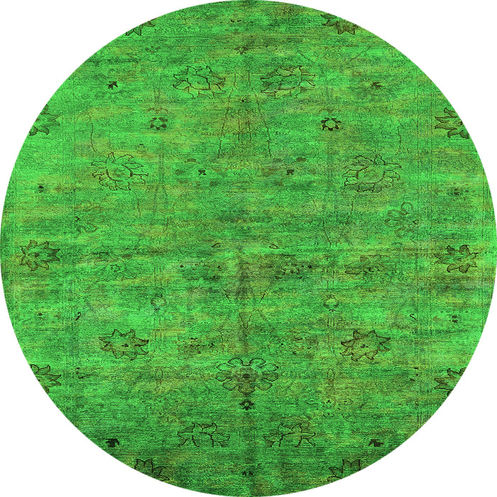 Round Oriental Green Industrial Rug, urb1695grn