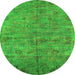 Round Oriental Green Industrial Rug, urb1695grn