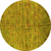 Round Oriental Yellow Industrial Rug, urb1695yw