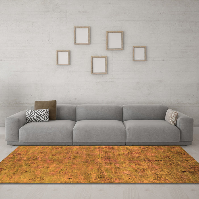 Machine Washable Oriental Orange Industrial Area Rugs in a Living Room, wshurb1695org