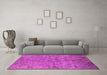 Machine Washable Oriental Pink Industrial Rug in a Living Room, wshurb1695pnk