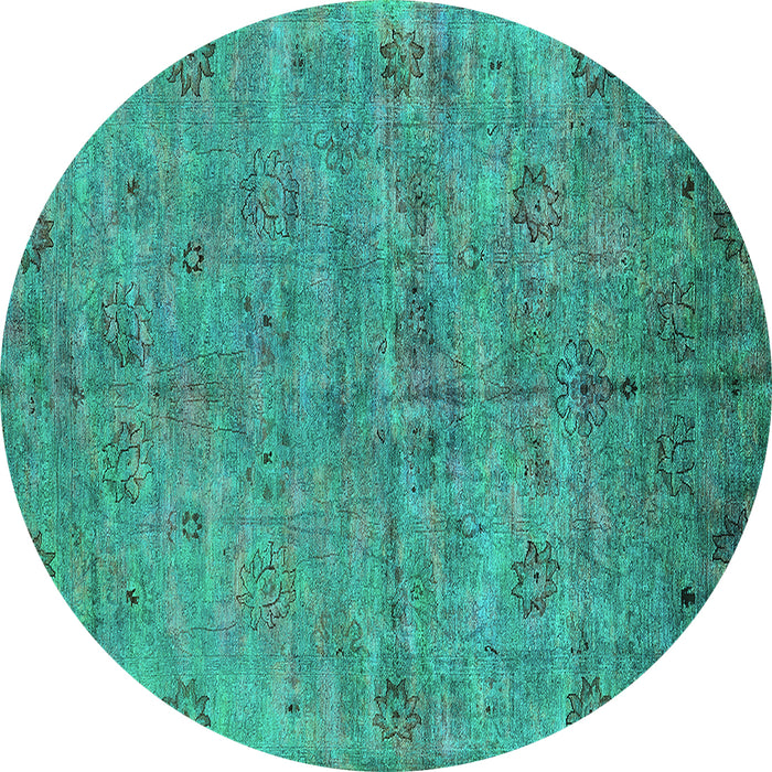 Round Machine Washable Oriental Turquoise Industrial Area Rugs, wshurb1695turq