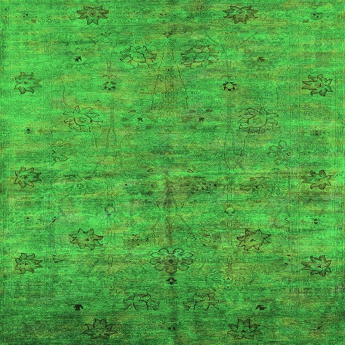 Square Machine Washable Oriental Green Industrial Area Rugs, wshurb1695grn