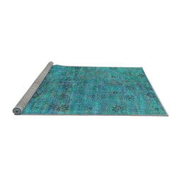 Sideview of Machine Washable Oriental Light Blue Industrial Rug, wshurb1695lblu