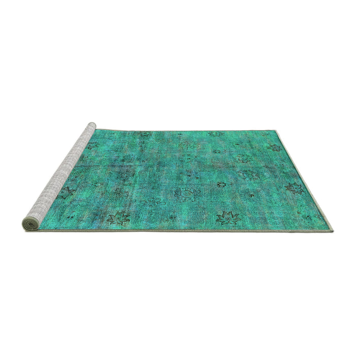 Sideview of Machine Washable Oriental Turquoise Industrial Area Rugs, wshurb1695turq