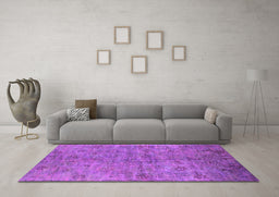 Machine Washable Oriental Purple Industrial Area Rugs in a Living Room, wshurb1695pur