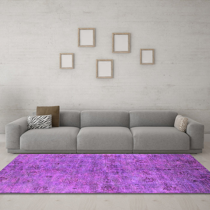Machine Washable Oriental Purple Industrial Area Rugs in a Living Room, wshurb1695pur