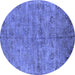 Round Oriental Blue Industrial Rug, urb1695blu