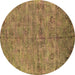 Round Oriental Brown Industrial Rug, urb1695brn