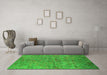 Machine Washable Oriental Green Industrial Area Rugs in a Living Room,, wshurb1695grn