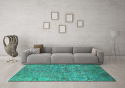 Machine Washable Oriental Turquoise Industrial Area Rugs in a Living Room,, wshurb1695turq