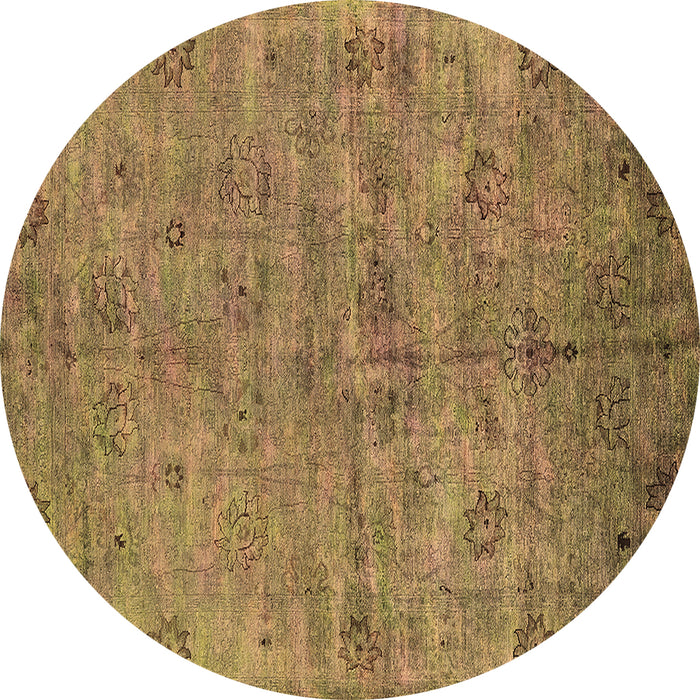 Round Machine Washable Oriental Brown Industrial Rug, wshurb1695brn