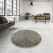 Round Machine Washable Industrial Modern Puce Purple Rug in a Office, wshurb1695