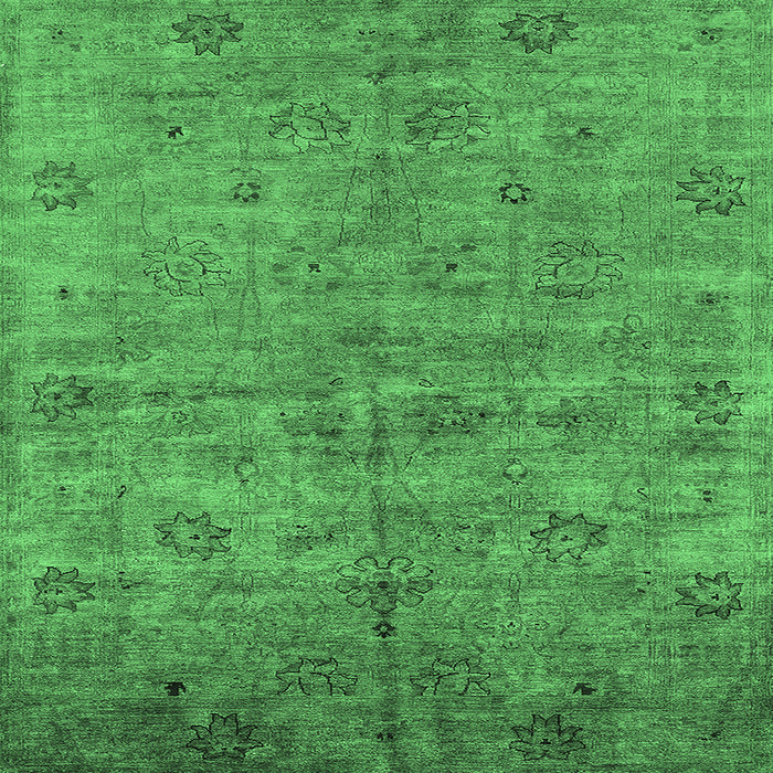 Square Oriental Emerald Green Industrial Rug, urb1695emgrn