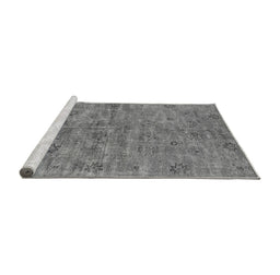 Sideview of Machine Washable Oriental Gray Industrial Rug, wshurb1695gry
