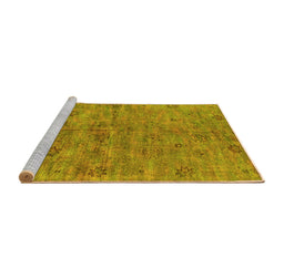 Sideview of Machine Washable Oriental Yellow Industrial Rug, wshurb1695yw