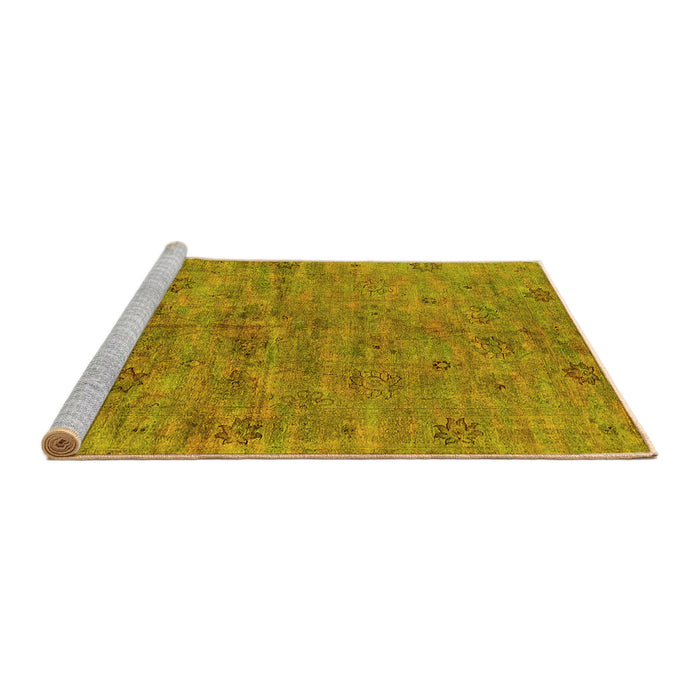Sideview of Machine Washable Oriental Yellow Industrial Rug, wshurb1695yw