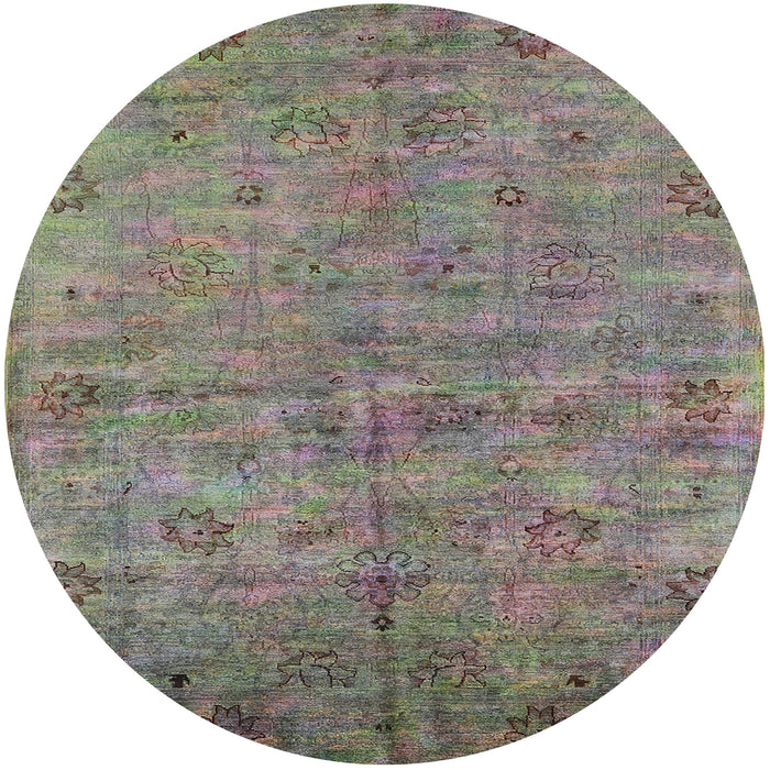 Round Mid-Century Modern Puce Purple Oriental Rug, urb1695