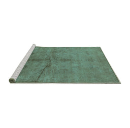 Sideview of Machine Washable Oriental Turquoise Industrial Area Rugs, wshurb1696turq
