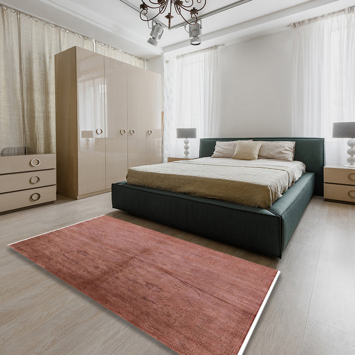 Mid-Century Modern Chestnut Red Oriental Rug in a Bedroom, urb1696