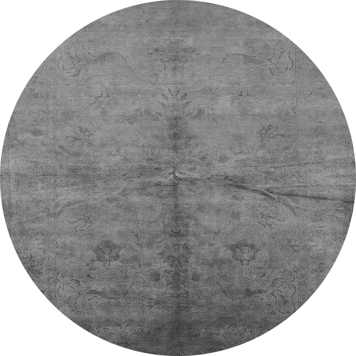 Round Machine Washable Oriental Gray Industrial Rug, wshurb1696gry