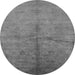 Round Machine Washable Oriental Gray Industrial Rug, wshurb1696gry