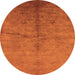 Round Machine Washable Oriental Orange Industrial Area Rugs, wshurb1696org