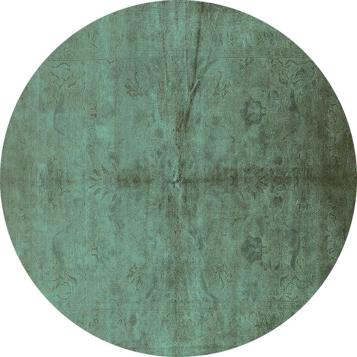 Round Oriental Turquoise Industrial Rug, urb1696turq
