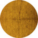 Round Oriental Yellow Industrial Rug, urb1696yw