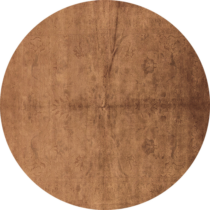 Round Oriental Brown Industrial Rug, urb1696brn
