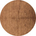 Round Oriental Brown Industrial Rug, urb1696brn