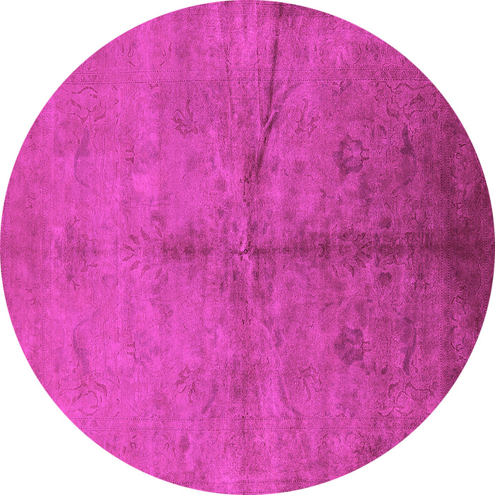 Round Machine Washable Oriental Pink Industrial Rug, wshurb1696pnk
