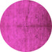 Round Machine Washable Oriental Pink Industrial Rug, wshurb1696pnk