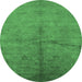 Round Oriental Emerald Green Industrial Rug, urb1696emgrn