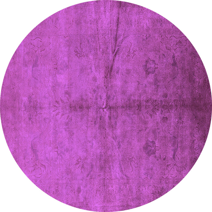 Round Machine Washable Oriental Purple Industrial Area Rugs, wshurb1696pur