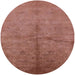 Round Mid-Century Modern Chestnut Red Oriental Rug, urb1696