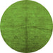 Round Oriental Green Industrial Rug, urb1696grn