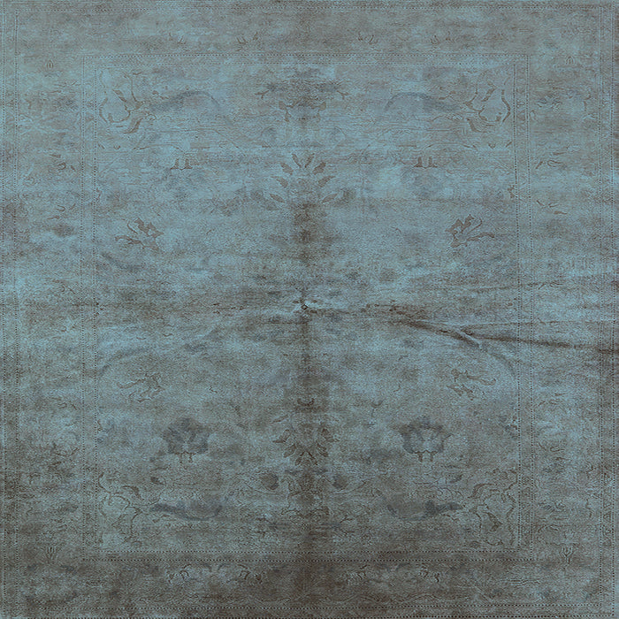 Square Machine Washable Oriental Light Blue Industrial Rug, wshurb1696lblu