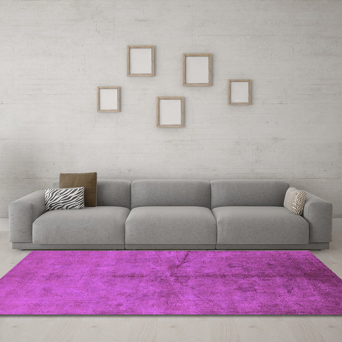 Machine Washable Oriental Purple Industrial Area Rugs in a Living Room, wshurb1696pur