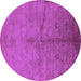 Round Oriental Purple Industrial Rug, urb1696pur