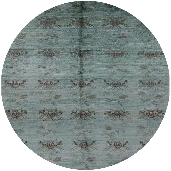 Round Mid-Century Modern Light Slate Gray Oriental Rug, urb1697