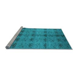 Sideview of Machine Washable Oriental Light Blue Industrial Rug, wshurb1697lblu