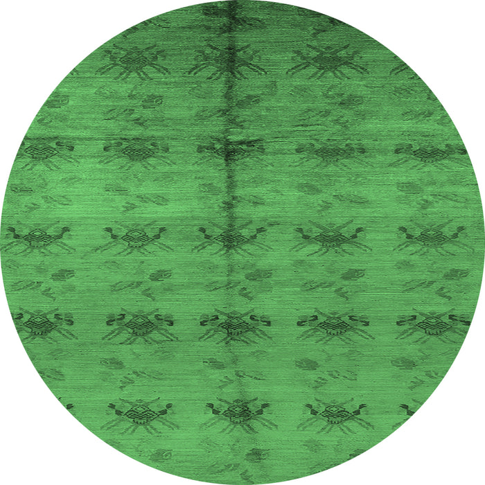 Round Oriental Emerald Green Industrial Rug, urb1697emgrn