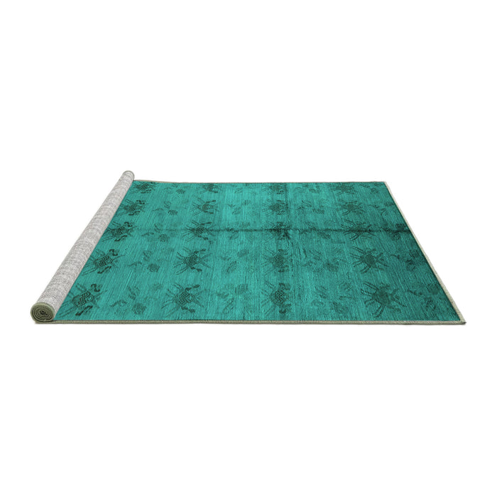 Sideview of Machine Washable Oriental Turquoise Industrial Area Rugs, wshurb1697turq
